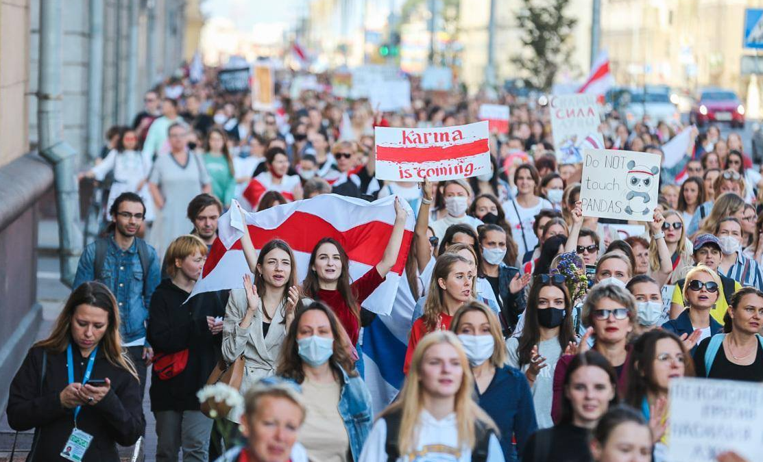 Belarus entrepreneurs protesting