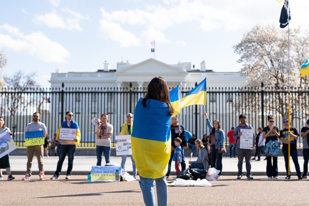 Washington DC, March 19, 2022: Pro-Ukrainian protesters
