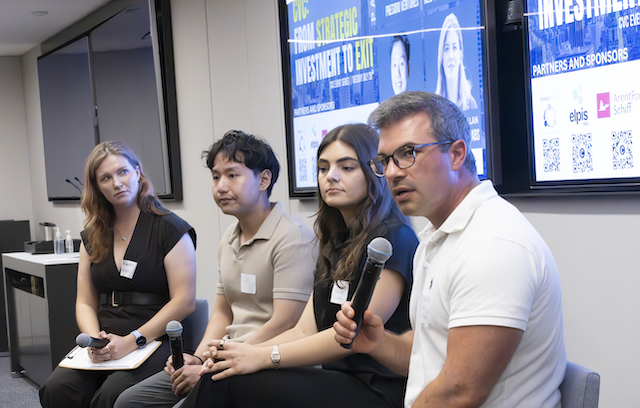 Left to right: Anastasia Lykova/Elpis Labs, Leo Lu/Huntington Ventures, ​Madison Cuthbertson/New York Life Ventures, ​Tyler Schinto/Presidio Ventures. Credit: Yana Lande, The Vertical
